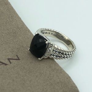 David Yurman Petite Wheaton Black Onyx Ring Size 8